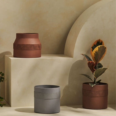 Tree Stripes Cylinder Pot Kilima - Light Grey (Medium)