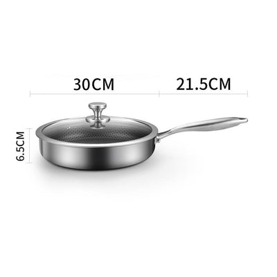 Stainless Steel Frying Pan Non-Stick Cooking Frypan Cookware 30cm Honeycomb Single Sided without lid