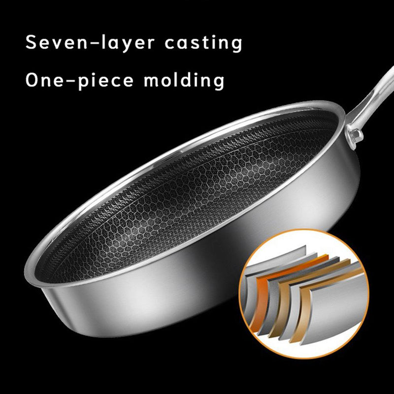 304 Stainless Steel Frying Pan Non-Stick Cooking Frypan Cookware 32cm Honeycomb SingleSided