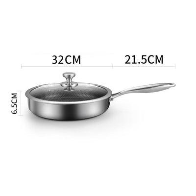 304 Stainless Steel Frying Pan Non-Stick Cooking Frypan Cookware 32cm Honeycomb SingleSided