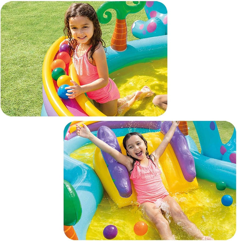 INTEX Dinoland Inflatable Play Centre Paddling Pool & Water Slide 57135NP