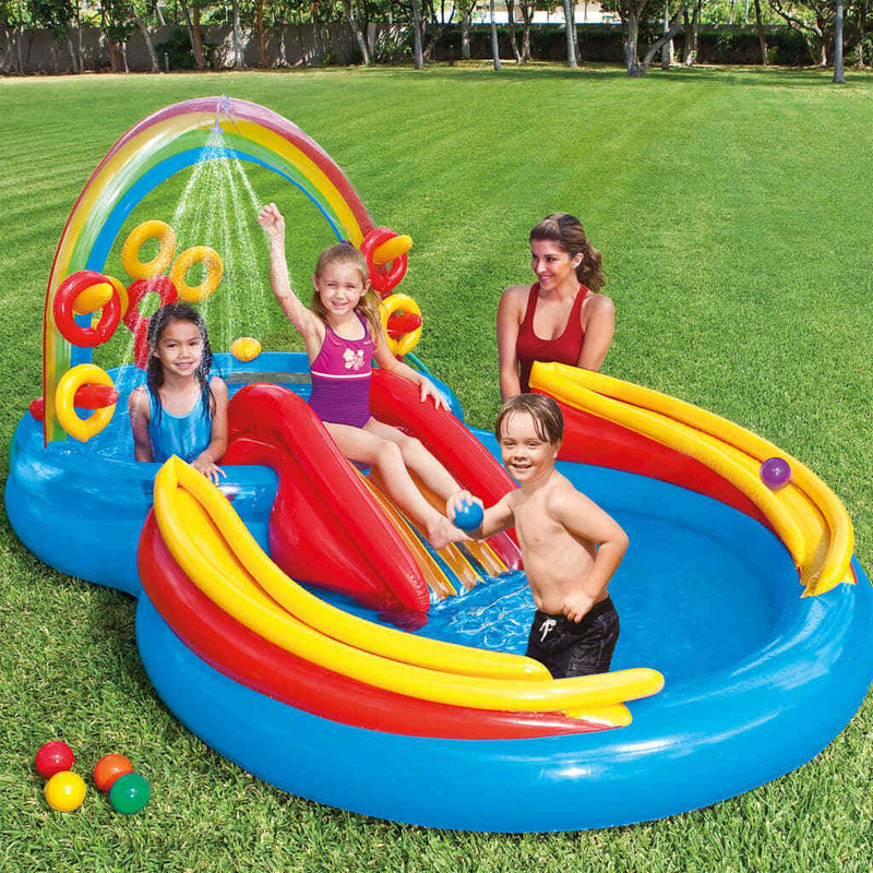 INTEX Inflatable Kids Rainbow Ring Water Play Center Kids AU 57453NP