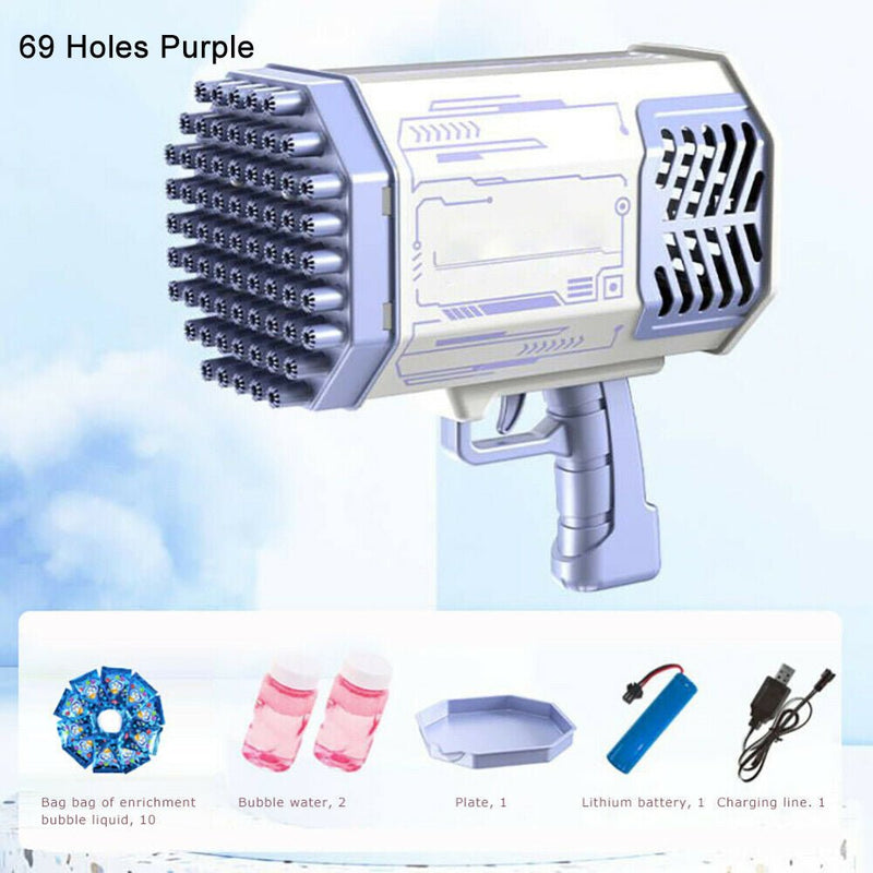 Electric Bubble Gun Machine Soap Bubbles Kids Adults Summer Outdoor Playtime Toy Purple