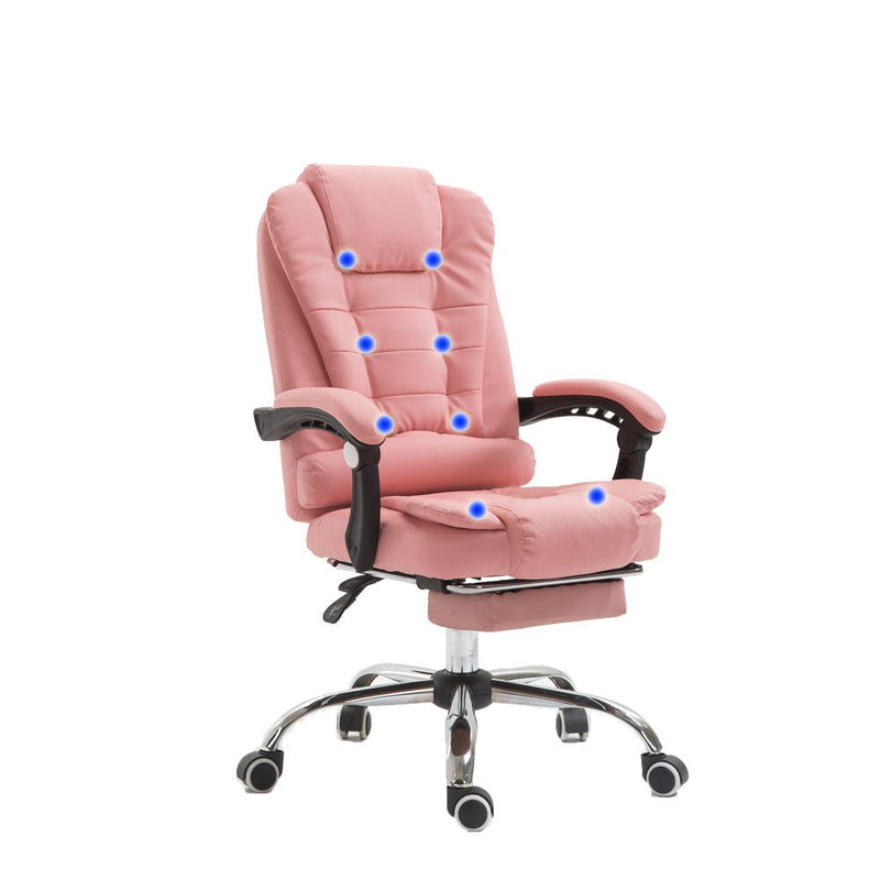 8 Point Massage Chair Executive Office Computer Seat Footrest Recliner Pu Leather Beige