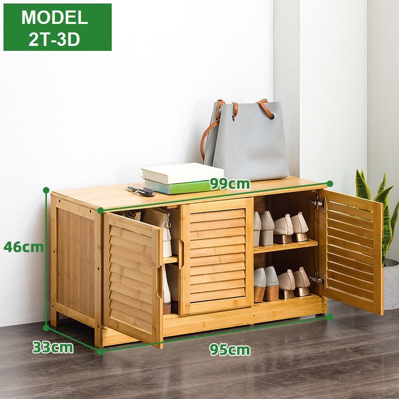 Bamboo Bench Seat Shoe Rack Shoe Bench Storage Bench 99cm