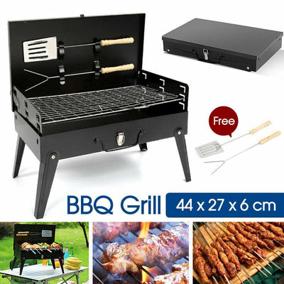 Folding Picnic Camping Charcoal BBQ Grill Adjustable Height Portable Garden Barbecue Grill Broiler Outdoor Cooking Tool