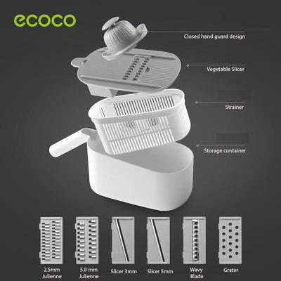 Ecoco Vegetable Chopper Spiralizer Vegetable Slicer Dicer Onion Food Cutter Home Use Grey