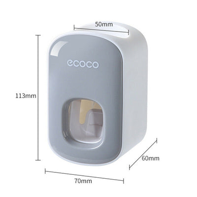 Ecoco Wall mount auto ands Free Toothpaste Dispenser Automatic Toothpaste Squeezer Bathroom Toothpaste Holder Black