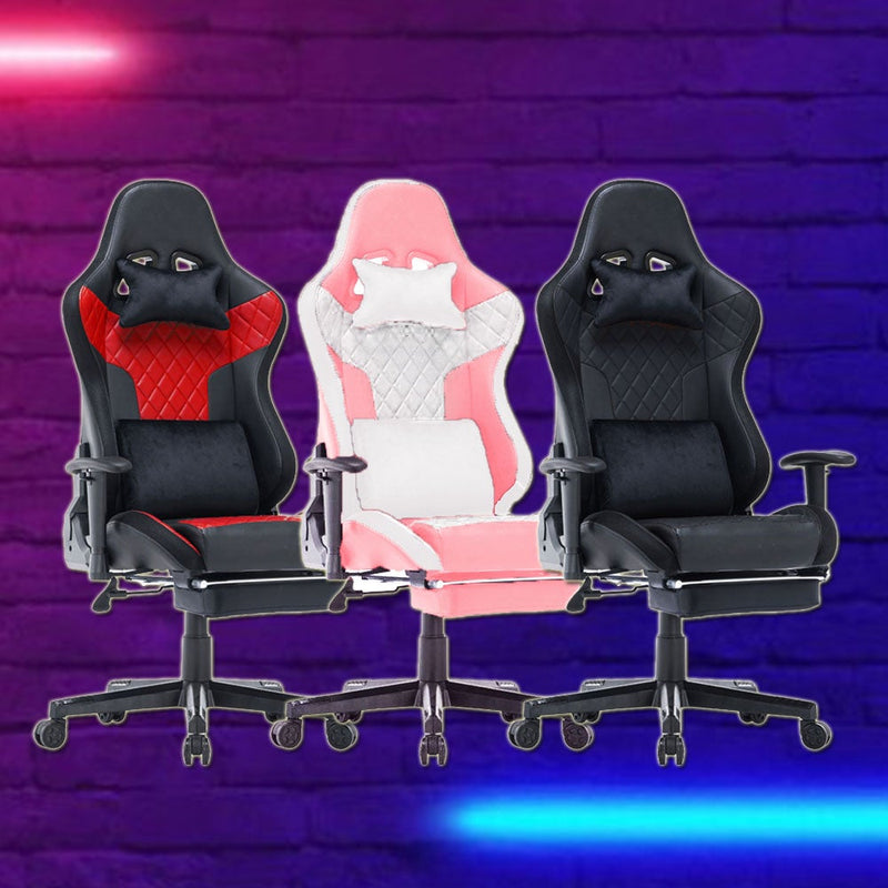 7 RGB Lights Bluetooth Speaker Gaming Chair Ergonomic Racing chair 165° Reclining Gaming Seat 4D Armrest Footrest Black