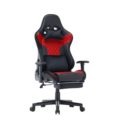 7 RGB Lights Bluetooth Speaker Gaming Chair Ergonomic Racing chair 165ԍ Reclining Gaming Seat 4D Armrest Footrest Black Red