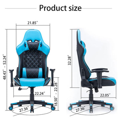 Gaming Chair Ergonomic Racing chair 165° Reclining Gaming Seat 3D Armrest Footrest Black