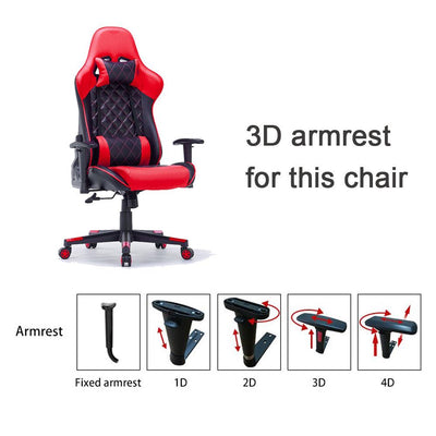 Gaming Chair Ergonomic Racing chair 165° Reclining Gaming Seat 3D Armrest Footrest Red Black