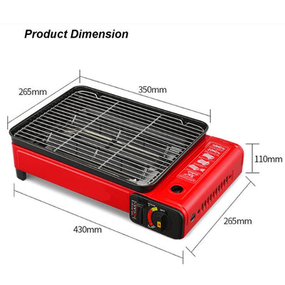 Portable Gas Stove Burner Butane BBQ Camping Gas Cooker With Non Stick Plate Red