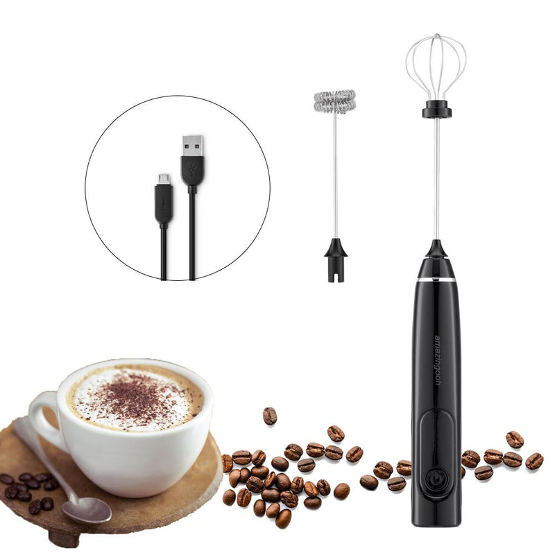 USB Charging Electric Egg Beater Milk Frother Handheld Drink Coffee Foamer AU with 2 Stainless Steel Whisks Pink