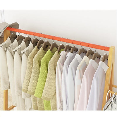 Rail Bamboo Clothes Rack Garment Hanging Stand 3 Tier Storage Shelves Closet 80cm Panel