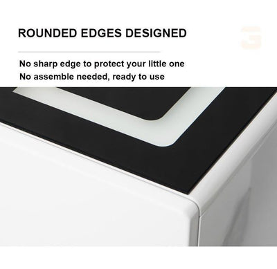 Smart Bedside Tables Side 3 Drawers Wireless Charging Nightstand LED Light USB Right Hand Connection