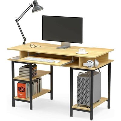 Book Storage Computer Table Desk  Student Study Home Office Workstation with Bookshelf