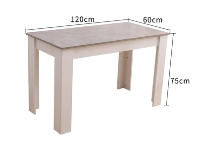 Dining Table Rectangular Wooden 120M-Grey&White