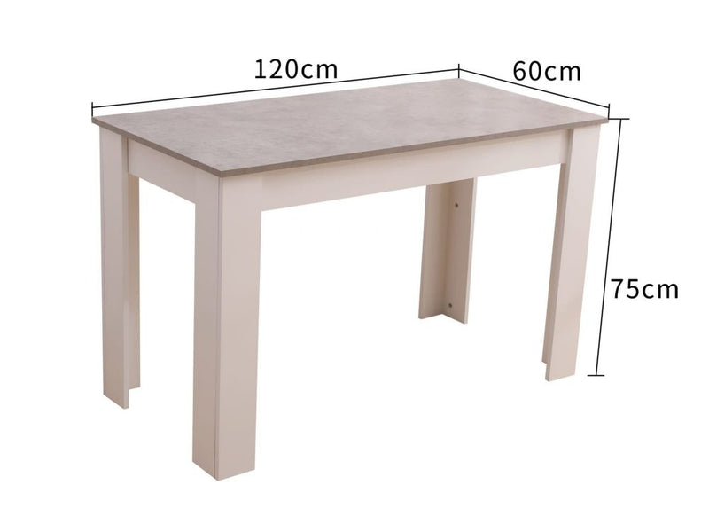 Dining Table Rectangular Wooden 120M-Grey&White