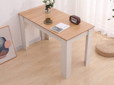 Dining Table Rectangular Wooden 120M-Wood&White