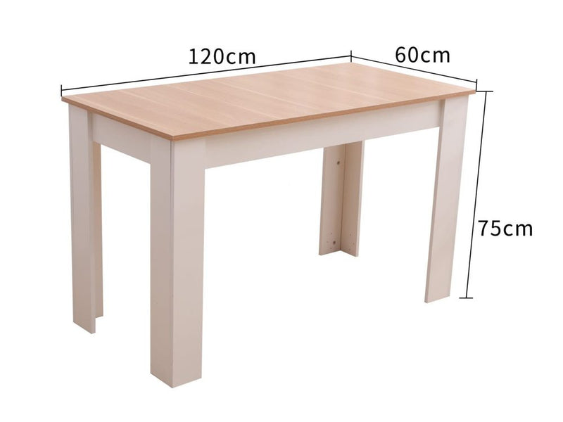 Dining Table Rectangular Wooden 120M-Wood&White