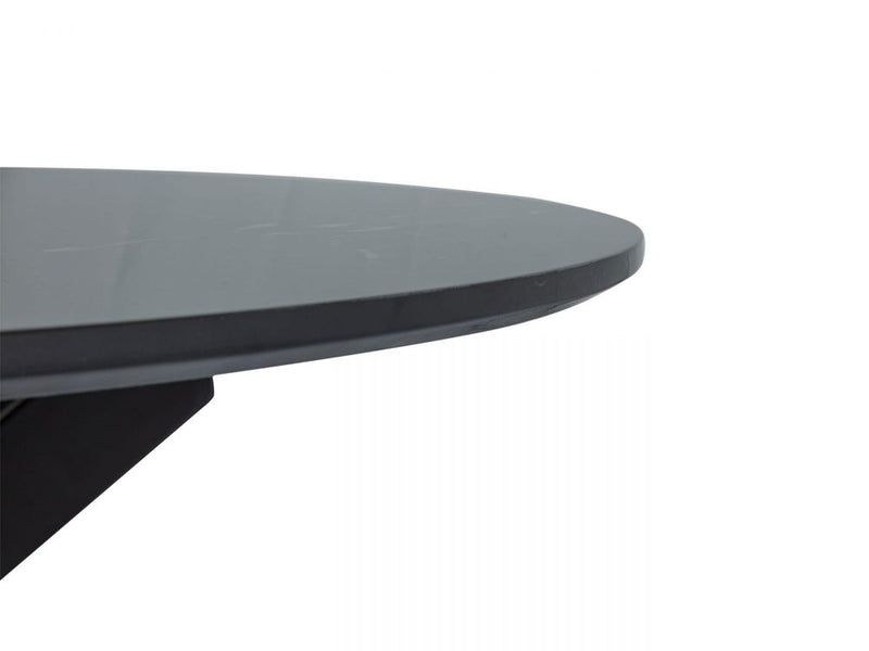 Round Marble-Effect Table-Black