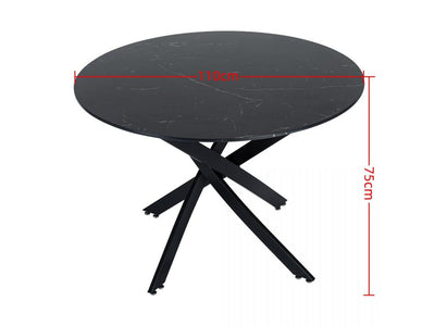 Round Marble-Effect Table-Black