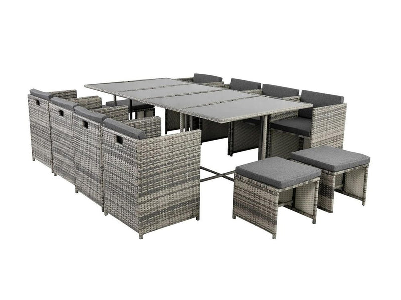 Bali 13PC Outdoor Dining Set-Grey