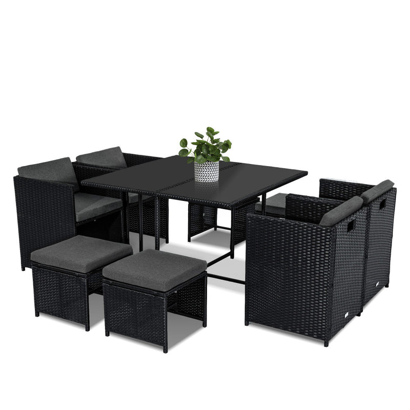 Horrocks 8 Seater Outdoor Dining Set-Black