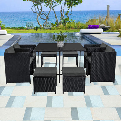 Horrocks 8 Seater Outdoor Dining Set-Black