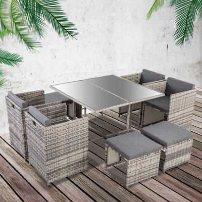 Horrocks 8 Seater Outdoor Dining Set-Grey