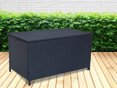 Outdoor PE Wicker Storage Box Garden 320L-Black