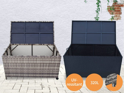 Outdoor PE Wicker Storage Box Garden 320L-Black