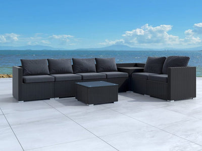 8PCS Outdoor Furniture Modular Lounge Sofa Lizard-Black