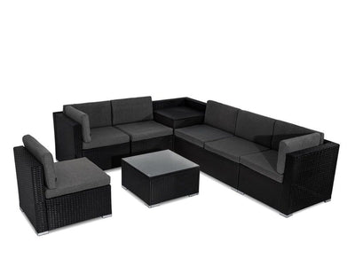 8PCS Outdoor Furniture Modular Lounge Sofa Lizard-Black