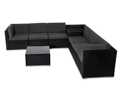 8PCS Outdoor Furniture Modular Lounge Sofa Lizard-Black