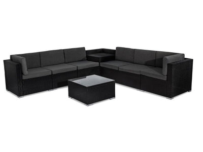 8PCS Outdoor Furniture Modular Lounge Sofa Lizard-Black