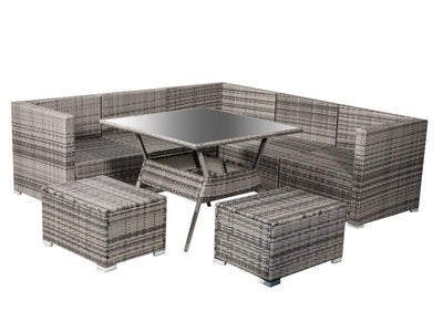 8PC Outdoor Dining Set Wicker Table & Chairs-Grey