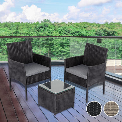 3PC Outdoor Table and Chairs Set-Black