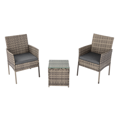 2 Seater PE Rattan Outdoor Furniture Chat Set- Mixed Grey