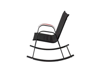 Rocking Chair High Back Rocker Chairs Steel Metal Textilene Fabric-Black