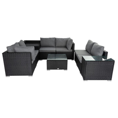 Modular Outdoor Lounge Set-9pcs Sofa, Armchairs and Coffee Table