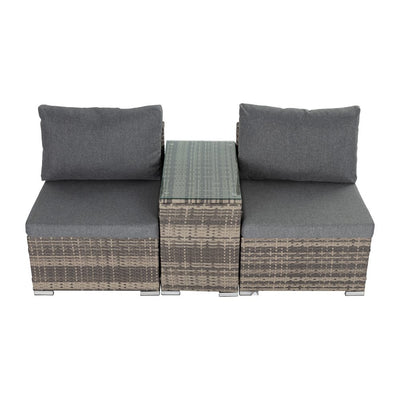 Outdoor Modular Lounge Sofa with Wicker End Table Set