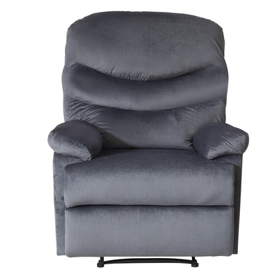 Wide Manual Single Recliner Sofa-Velvet Grey