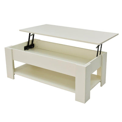 Lift Up Coffee Table with Storage - White