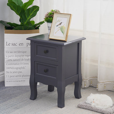 French Bedside Table Nightstand Grey Set of 2