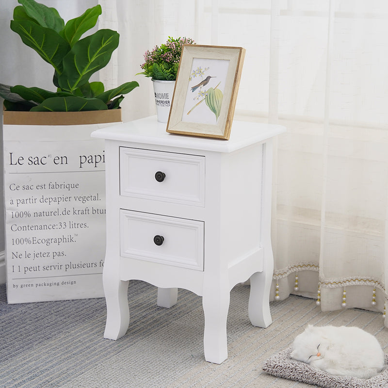 French Bedside Table Nightstand White Set of 2