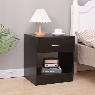 Dandi Bedside Table Nightstand with Drawer Set of 2 Brown