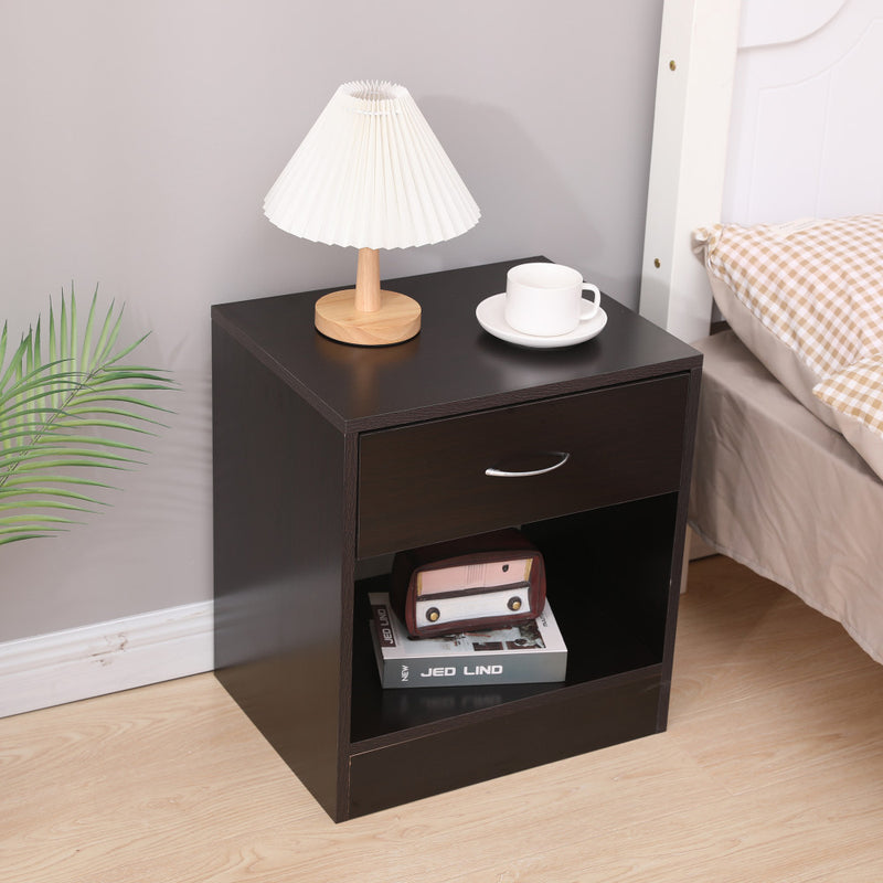 Dandi Bedside Table Nightstand with Drawer Set of 2 Brown