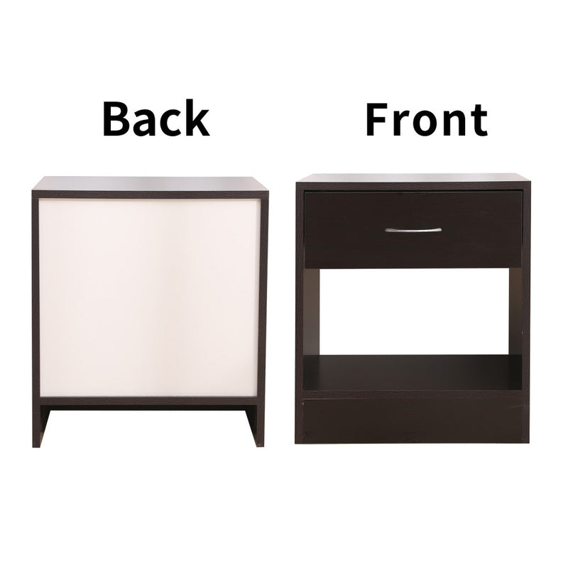 Dandi Bedside Table Nightstand with Drawer Set of 2 Brown